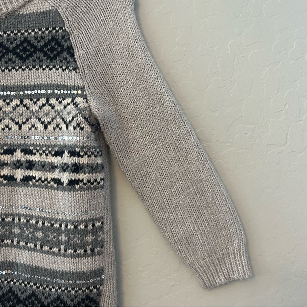 Old Navy womens gray fair isle crewneck knit sweater with sequins size small - Picture 5 of 16